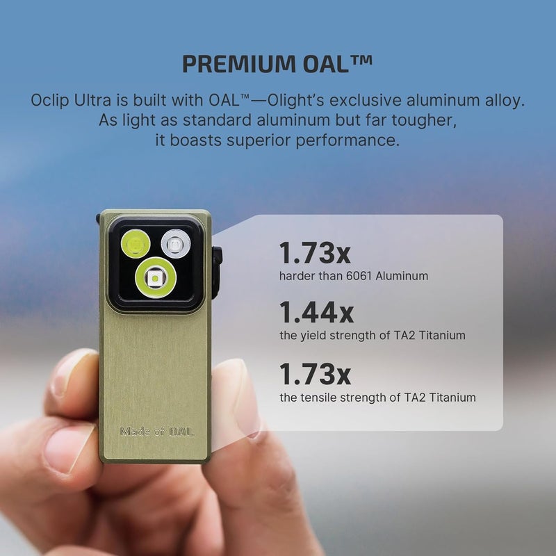 OLIGHT Oclip Ultra EDC Flashlight Clip-on Light, 530 Lumens Rechargeable with Type-C Charging, Combines Floodlight, Spotlight and UV, Triple Magnetic Lights for Inspection and Work (Olive Green) - Image 2